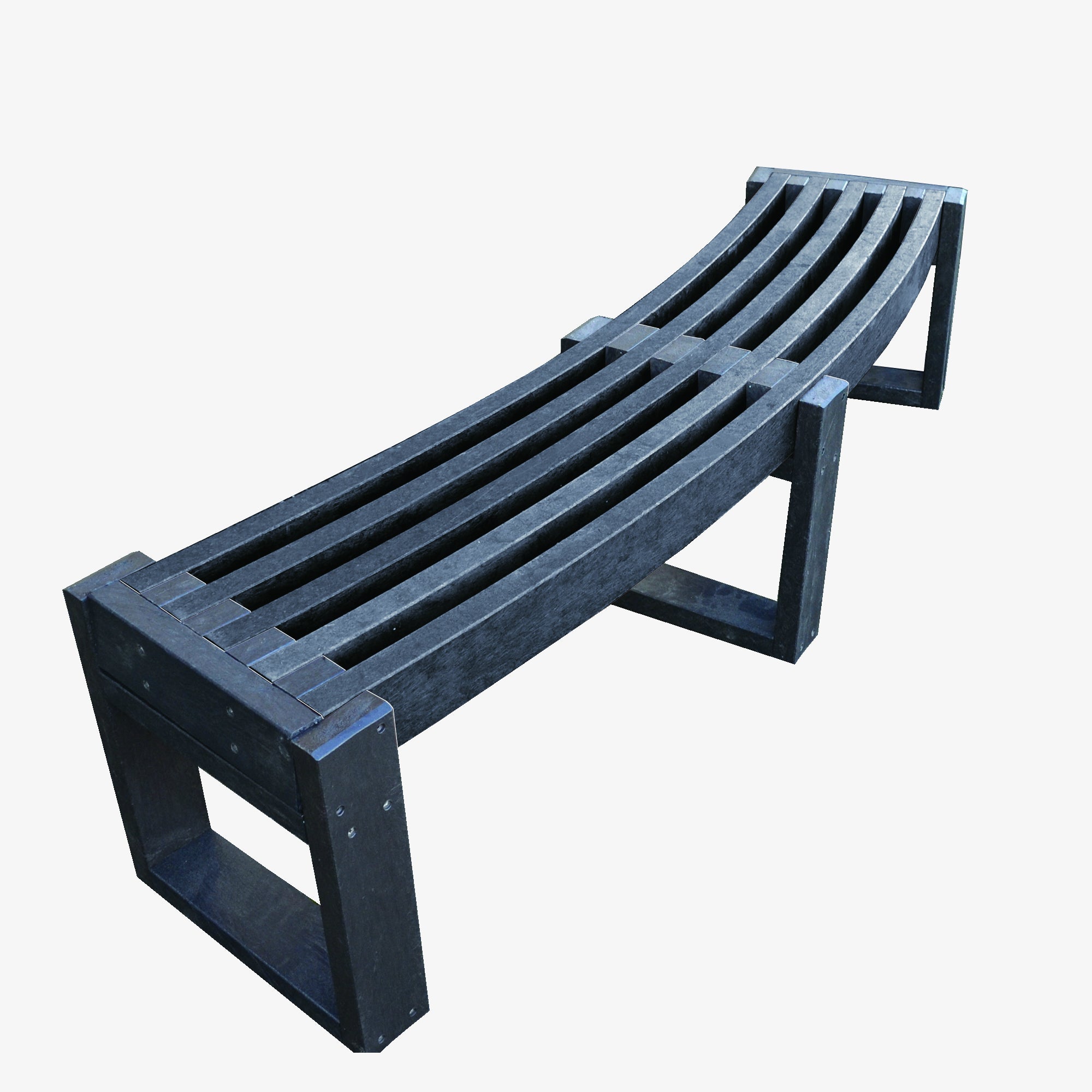 Manticore Lumber curved black recycled plastic bench