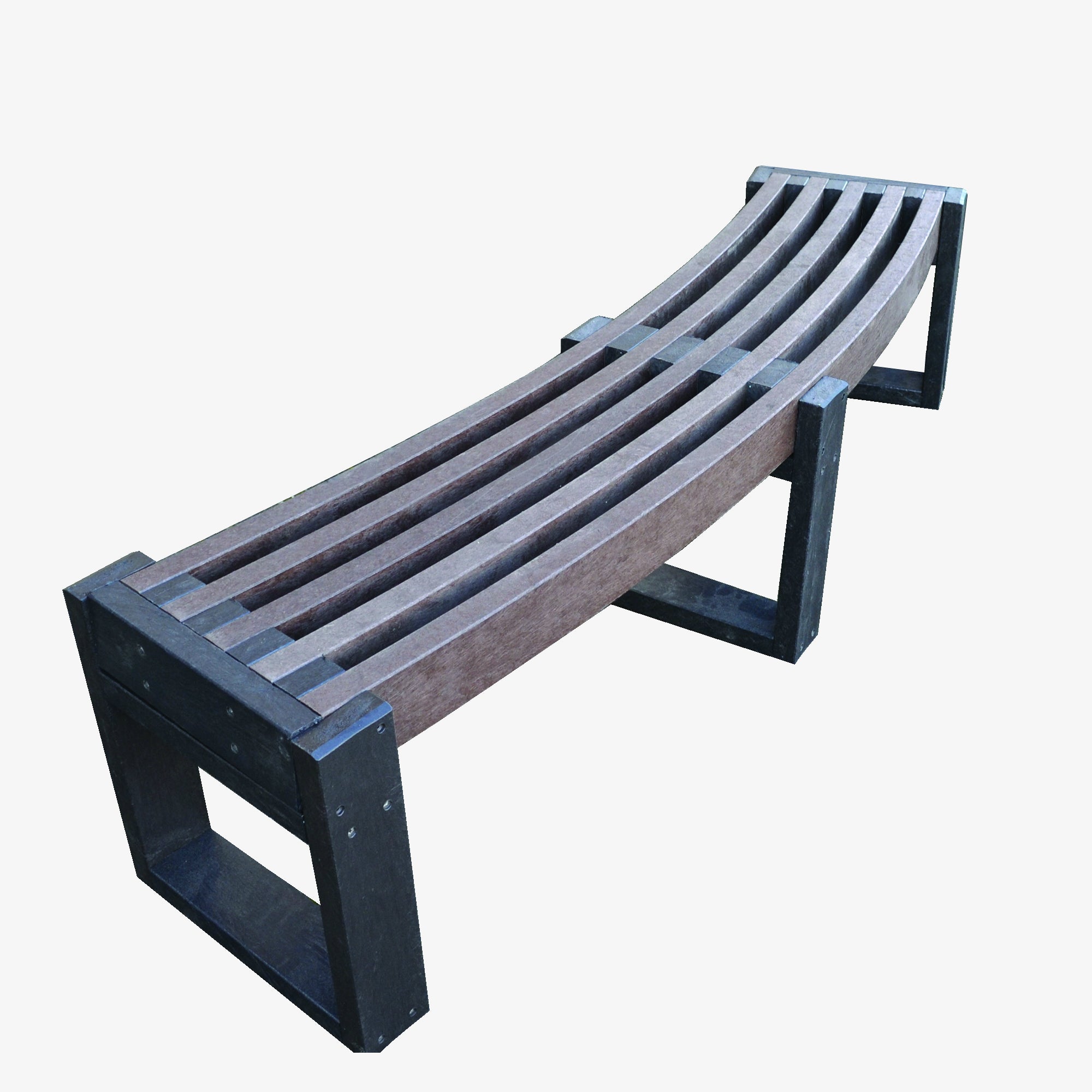 Manticore Lumber curved black & brown recycled plastic bench