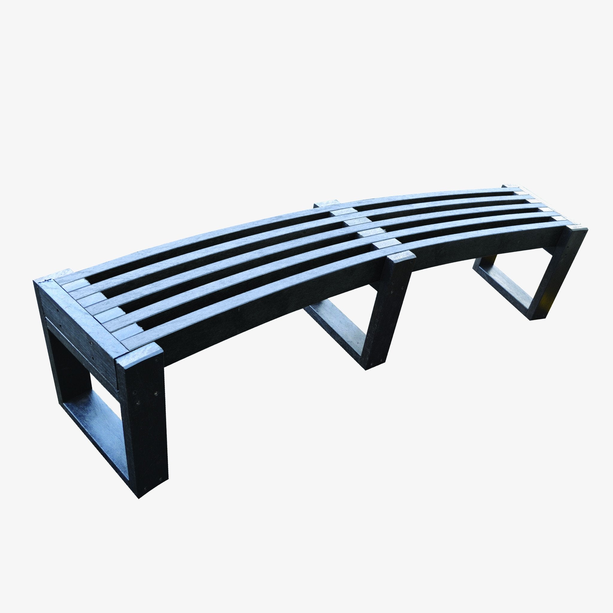 Manticore Lumber curved black recycled plastic bench
