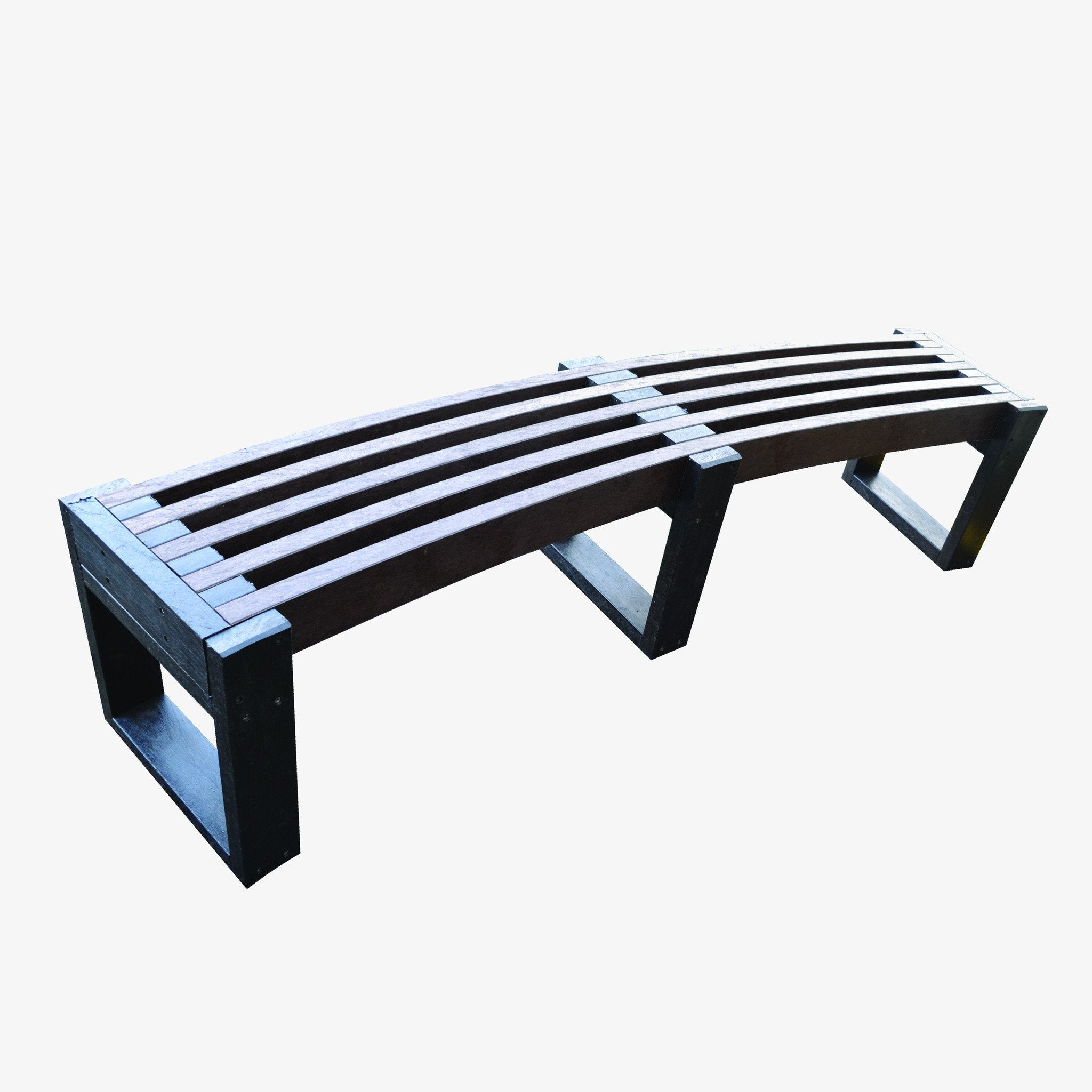 Manticore Lumber curved black & brown recycled plastic bench